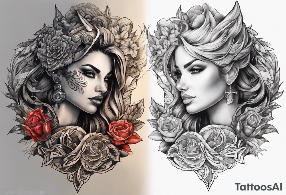 good vs evil tattoo idea
