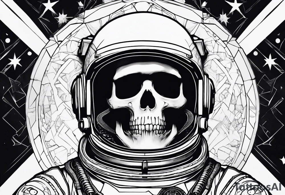 astronaut with a skelletal face tattoo idea