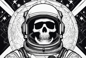 astronaut with a skelletal face tattoo idea