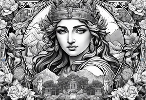 greek mythology collage tattoo idea