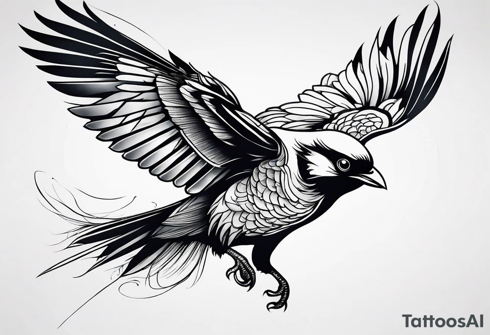 Realistic, menacing bird tattoo tattoo idea