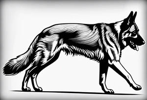 German shepherd dog walking away tattoo idea
