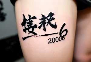 The date 30th of December 2006 in kanjis style sosho with and thin lines tattoo idea