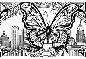 Butterfly, city scape, saginaw, police officer tattoo idea