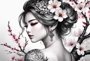 Cherry blossom for back tattoo but no zoom in tattoo idea