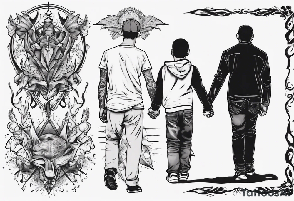 dad and son walks away tattoo idea