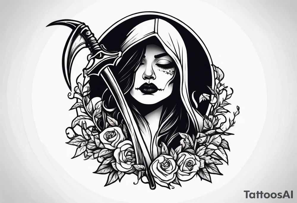 death with scythe and nightshade tattoo idea