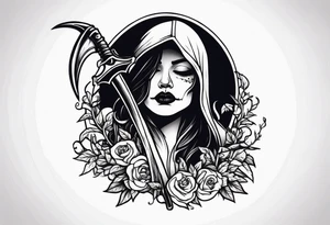 death with scythe and nightshade tattoo idea