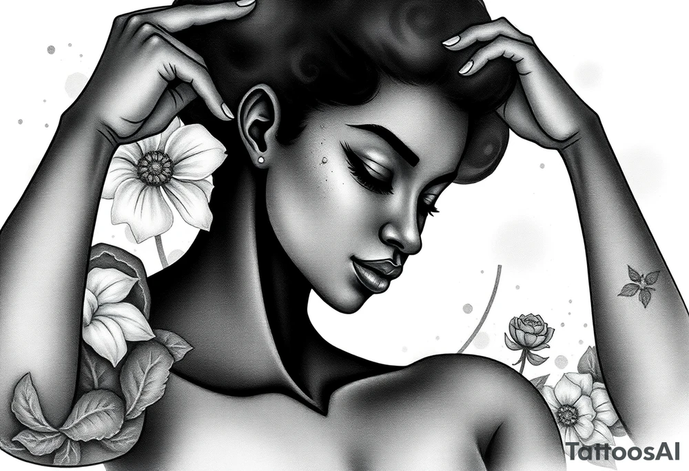 black woman being a stronger, wiser version of herself tattoo idea