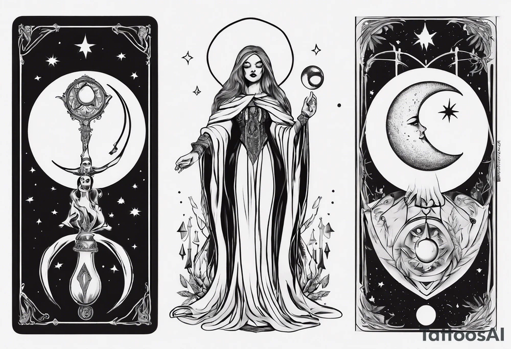 The High Priestess and the moon. TArot. tattoo idea
