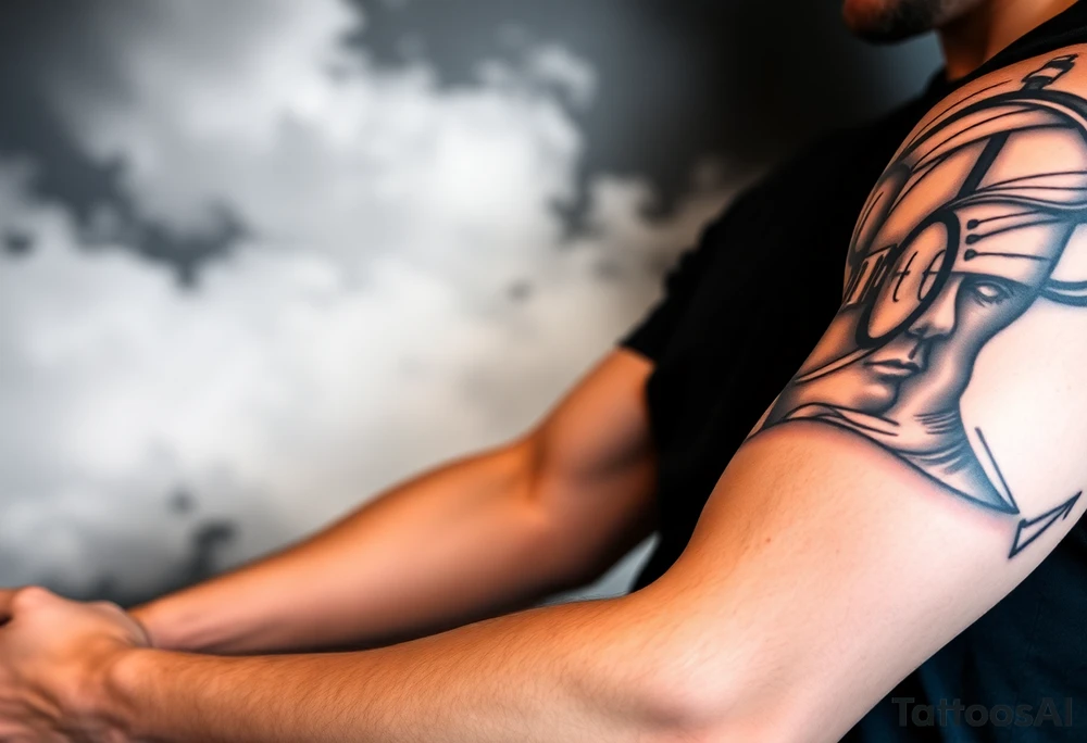 2d scope crosshairs with eerie fog in background tattoo idea