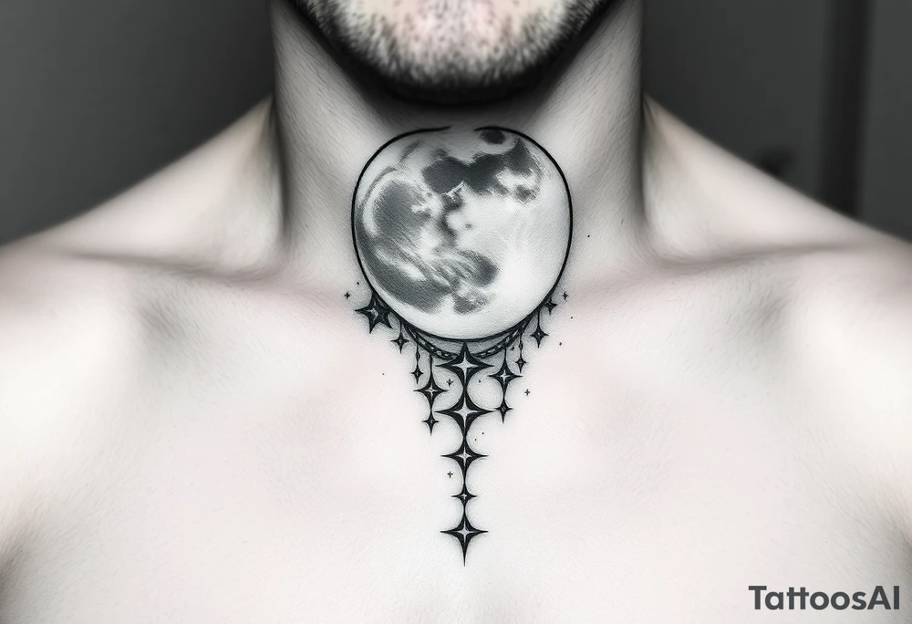 Moon and Cascade of stars tattoo idea