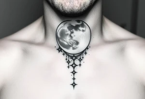 Moon and Cascade of stars tattoo idea