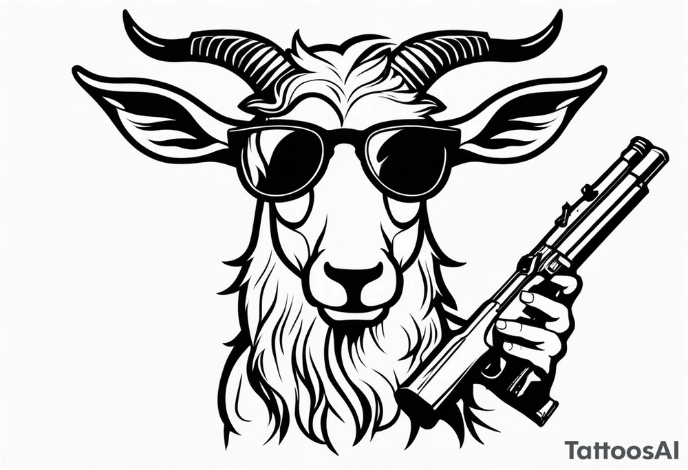 capricorn with sunglasses holding a shotgun tattoo idea