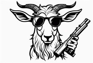 capricorn with sunglasses holding a shotgun tattoo idea