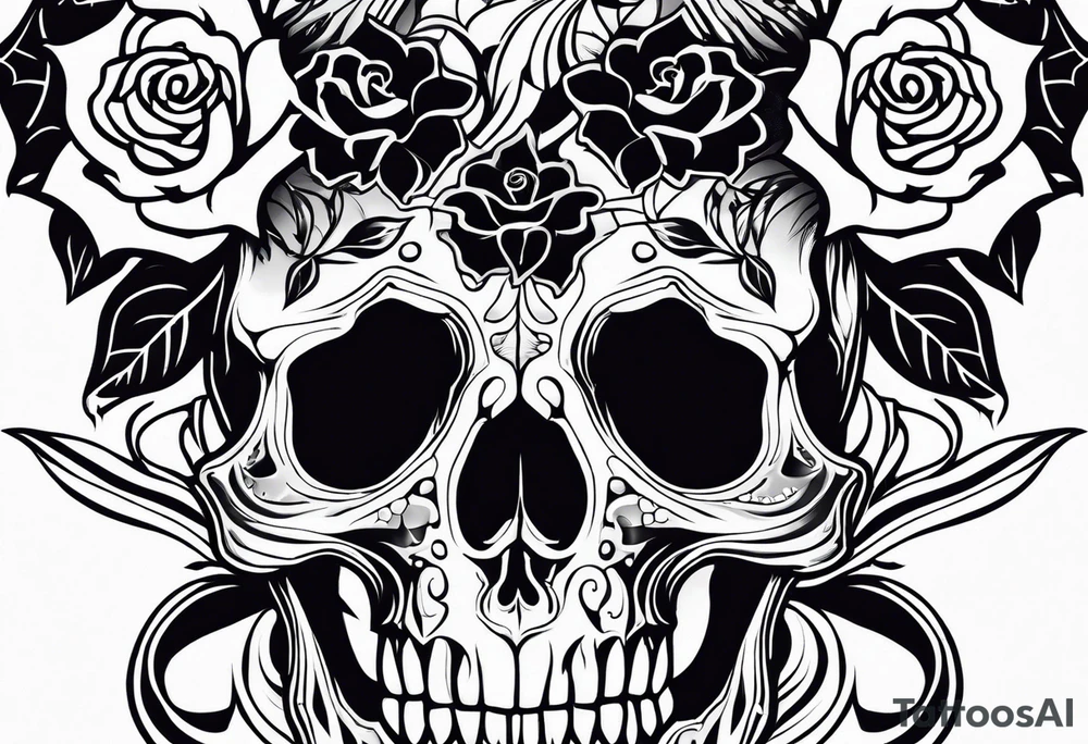 skull and rose tattoo idea