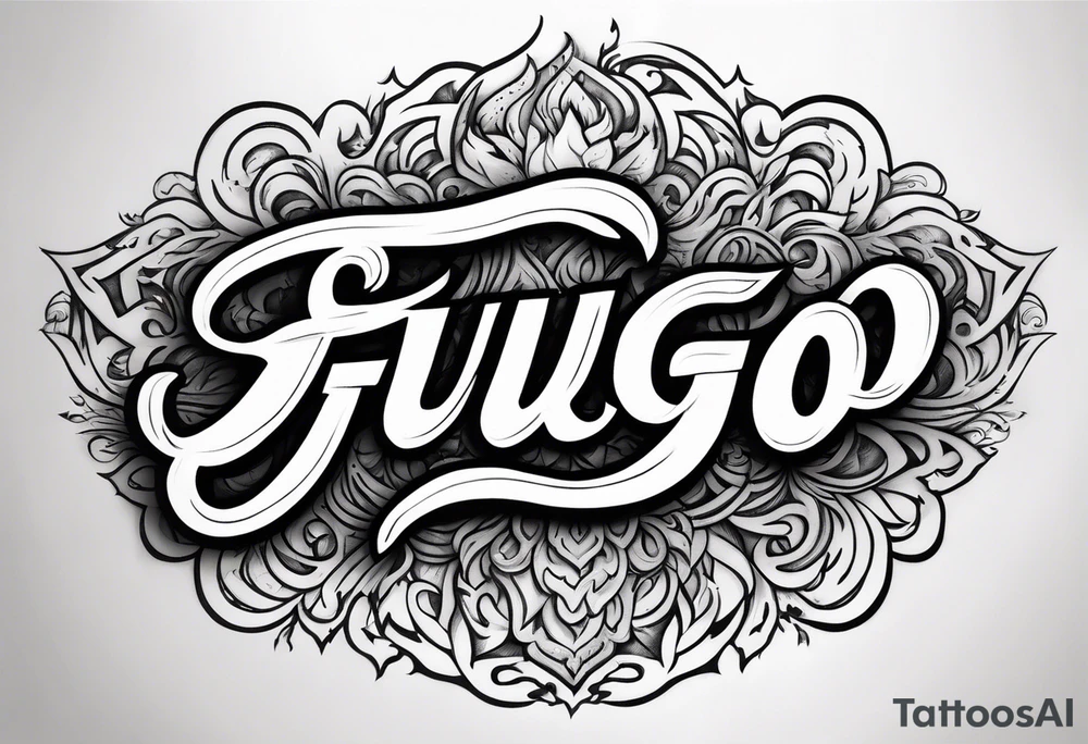 The word “fuego” in cursive with flames around it. tattoo idea