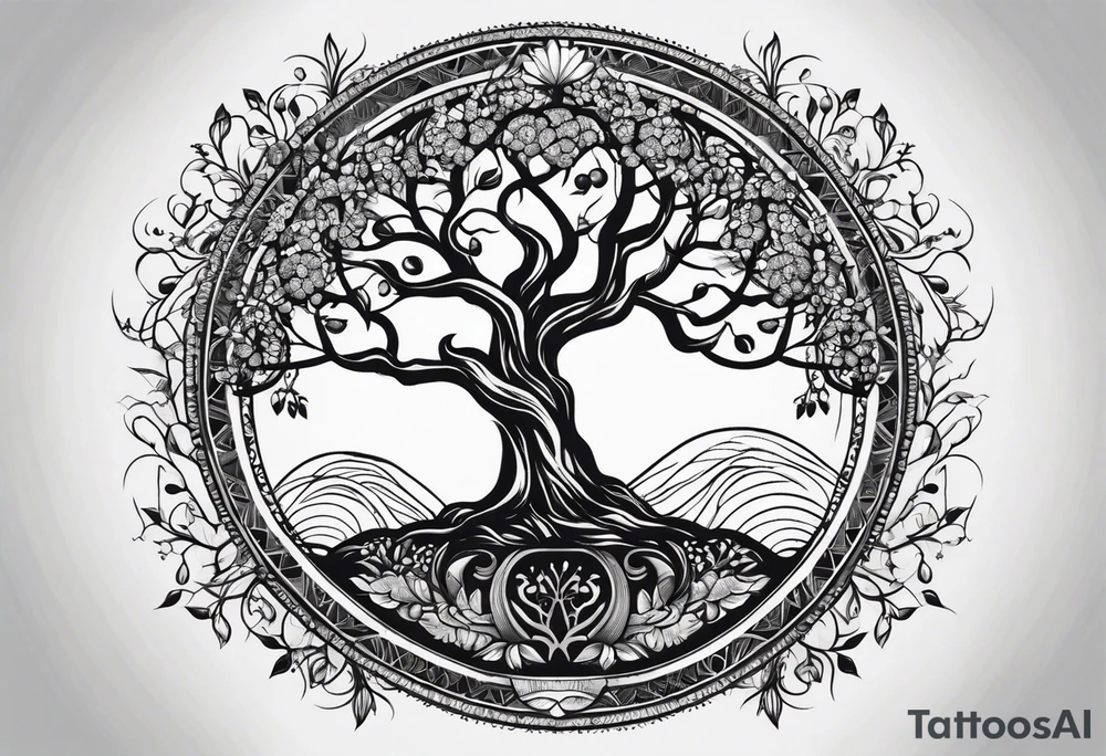 Tree of life in a circle tattoo idea