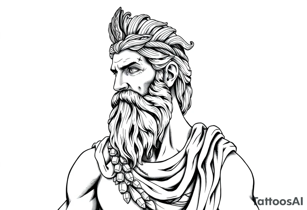 GREEK GOD LOOKING OVER HIS EMPIRE tattoo idea