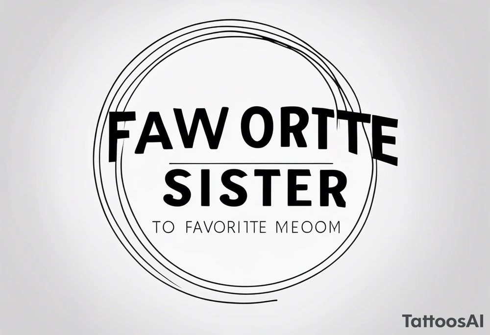 simple, thin line tattoo with the words "to my favorite sister" in a circle around a tattoo tattoo idea