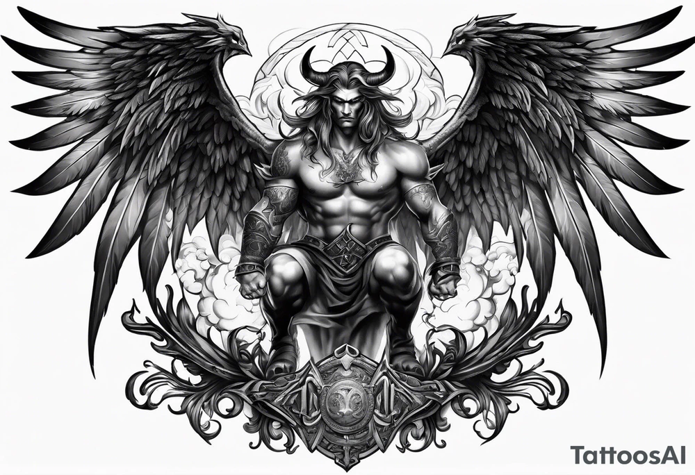 Devil with angel wings fighting tattoo idea