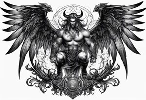 Devil with angel wings fighting tattoo idea