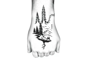 Simple large nature themed, covering the hand, going up the fingers and down the wrist. tattoo idea