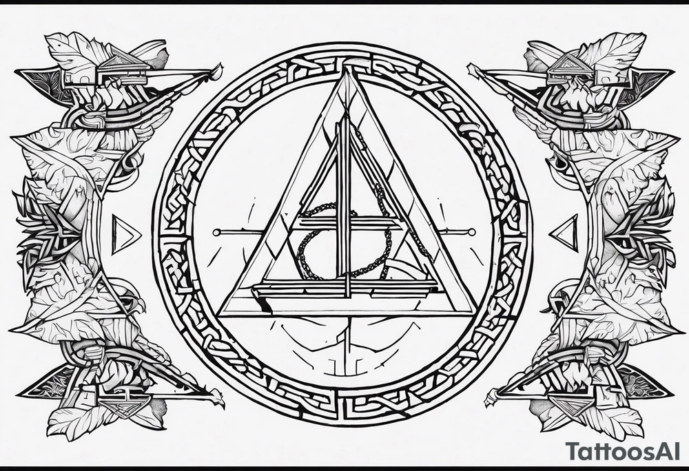 Thin line of a Nordic chain that surrounds the forearm, divided in steps with Yggdrasil, Valknut, Uruz (ᚢ), Raido (ᚱ), Gebo (ᚷ), Perthro (ᛈ), Elhaz (ᛉ), Laguz (ᛚ) and Odin’s Ravens. tattoo idea