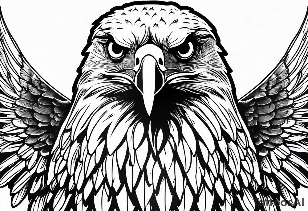 realistic eagle full body  sit face front closed wings tattoo idea