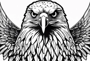 realistic eagle full body  sit face front closed wings tattoo idea