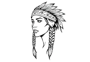 Female Native American wearing headband tattoo idea