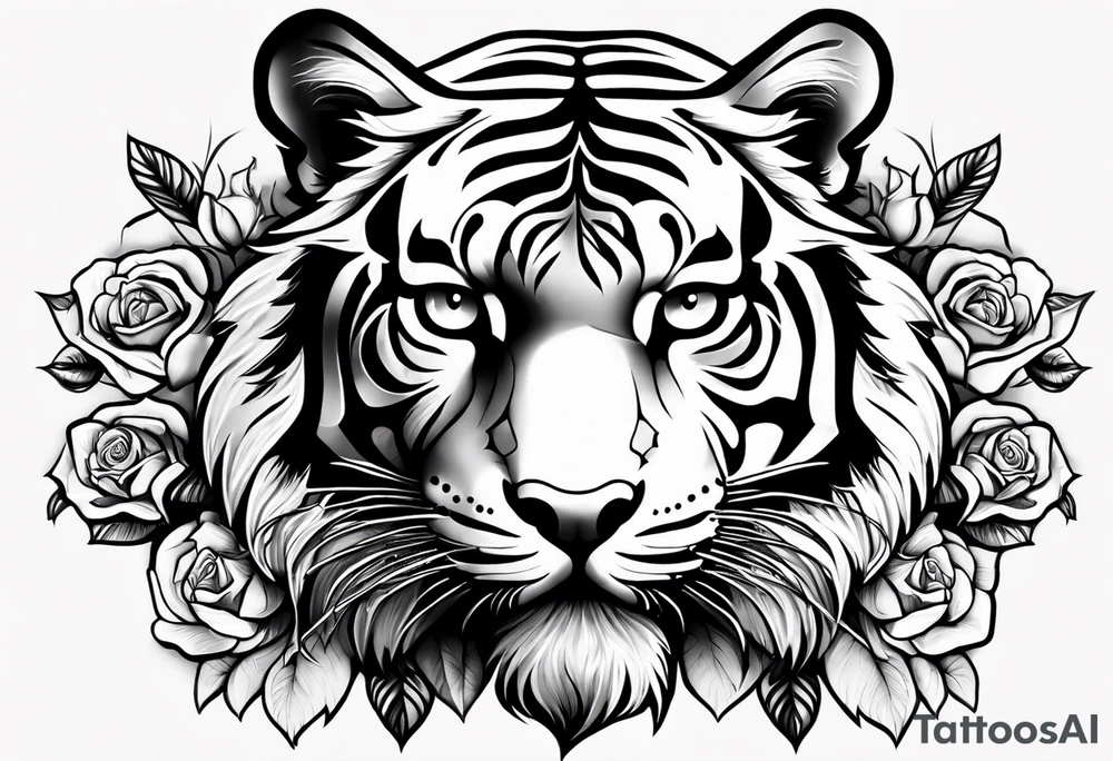 tiger forearm with rose tattoo on hand tattoo idea