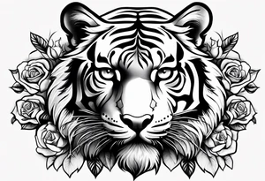 tiger forearm with rose tattoo on hand tattoo idea