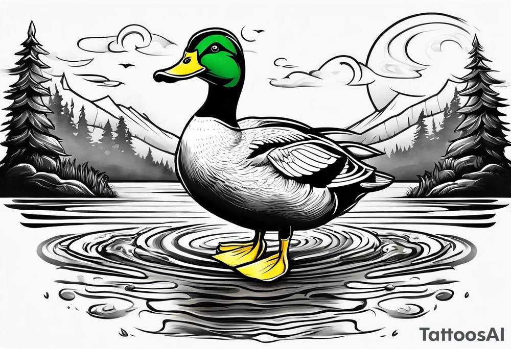 The university of Oregon duck mascot puddles tattoo idea