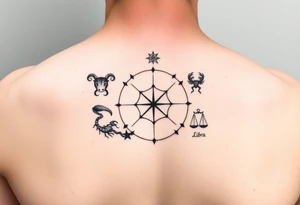 Taurus, cancer, 2 scorpio, capricorn, and libra star constellation tattoo for arm tattoo idea