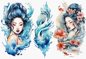 a woman made of water tattoo idea