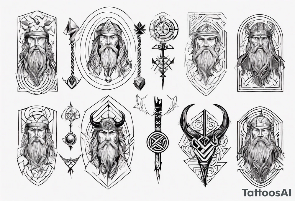 nordic god with rune tattoo idea