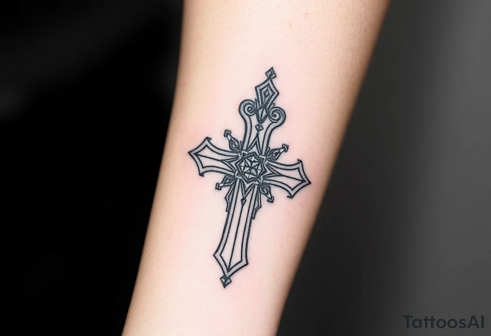 jeweled cross tattoo idea