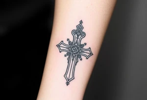 jeweled cross tattoo idea