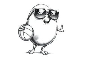 walking egg with broken sheel in sunglasses,
, holding a volleyball tattoo idea