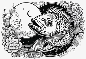 Fish with moon tattoo idea
