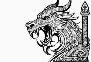 Valhalla sword dragon head axe  church tattoo idea