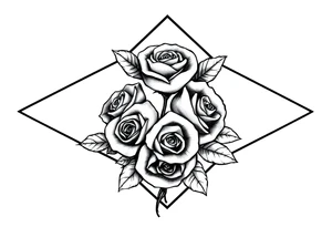 Small Roses filing up the inside of an elongated diamond shape tattoo idea