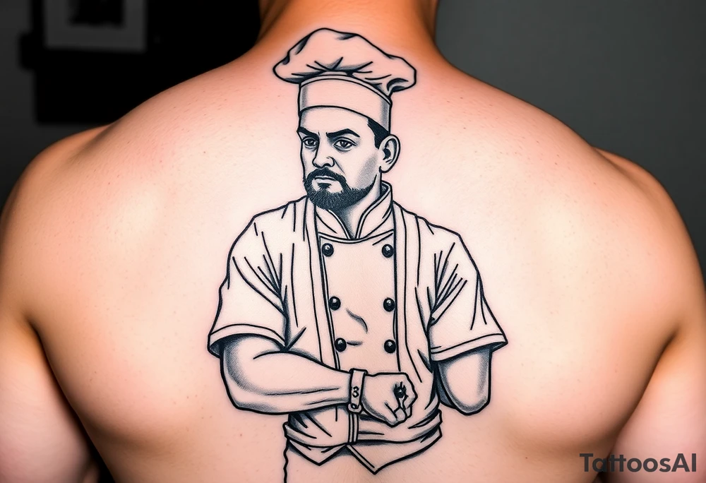 Culinary chef wearing a baseball outfit tattoo idea