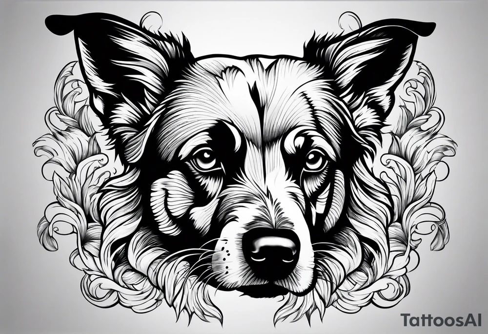 Dog with theee heads tattoo idea