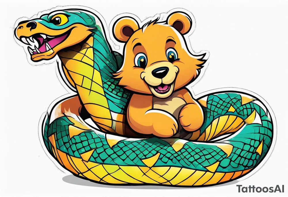 Snake wrapped around bear tattoo idea