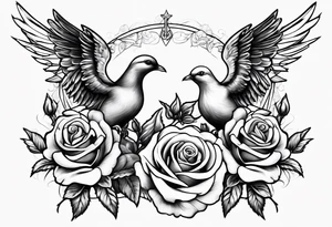 Angel and deamon fighting roses doves tattoo idea