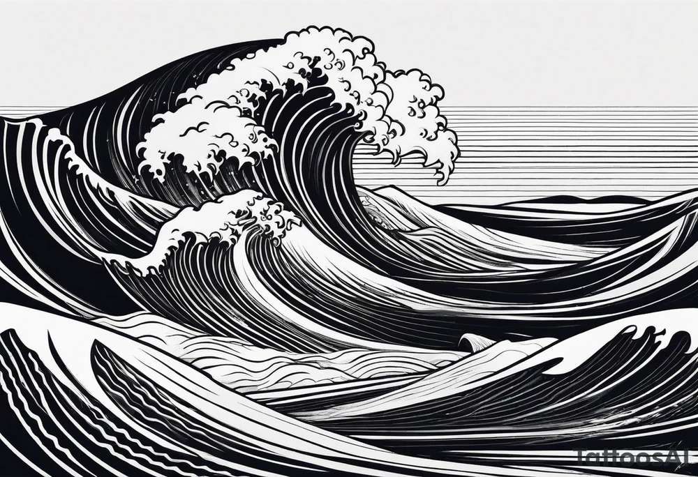 waves in a minimalist form tattoo idea