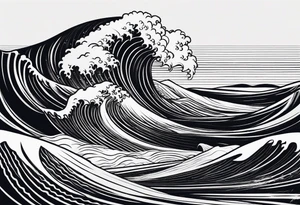 waves in a minimalist form tattoo idea