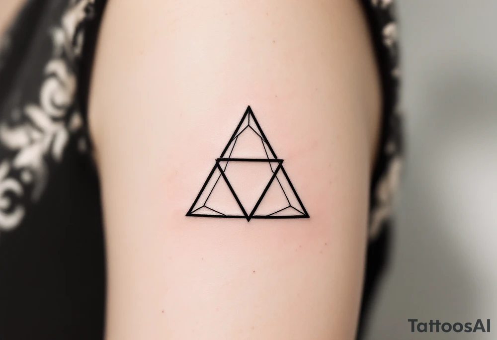 A minimalist black ink triquetra, with fine-line detailing and subtle shading for a clean, timeless look. tattoo idea